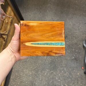 Wooden Box with Turquoise Inlay